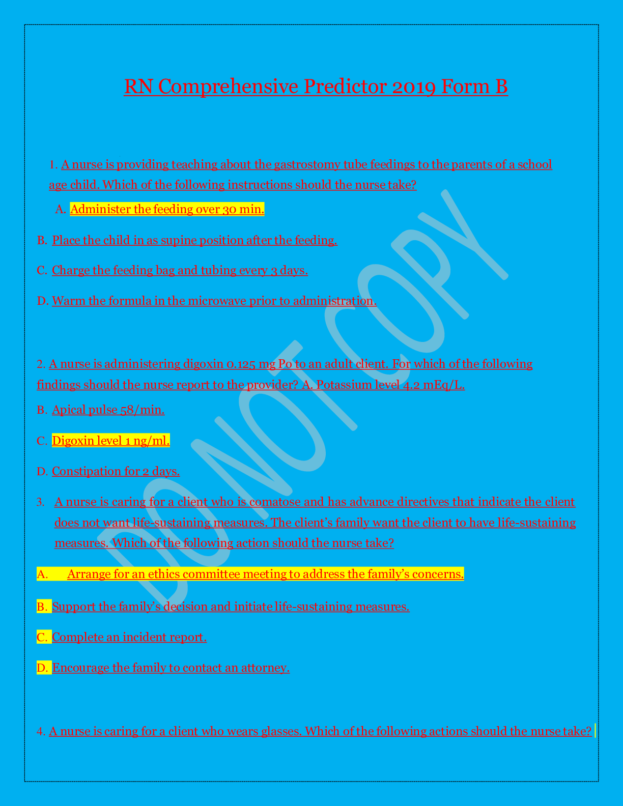 Preview image of RN Comprehensive Predictor 2019 Form B document
